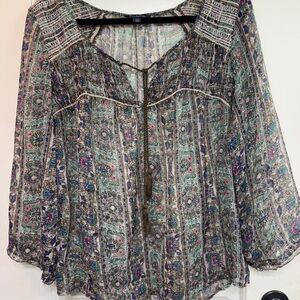 American Eagle Outfitters Multicolor Sheer Blouse